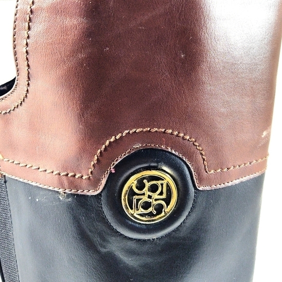 Liz Claiborne woman's black and brown knee high trendy riding boots Size: 8M - Picture 5 of 6